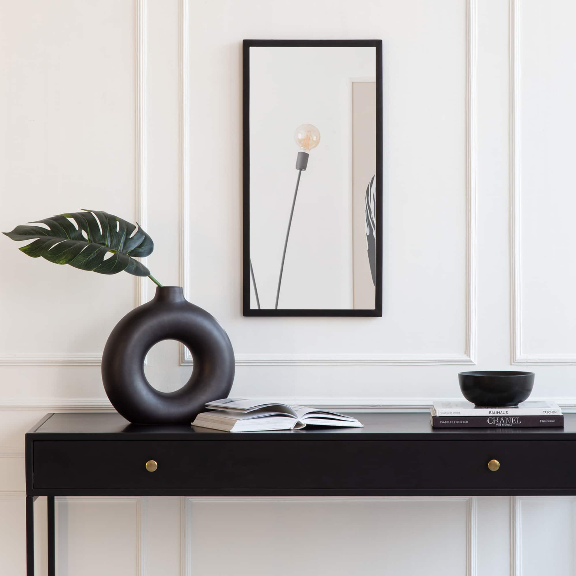 Habitat Mari 24" Black Rectangular Wall Mirror